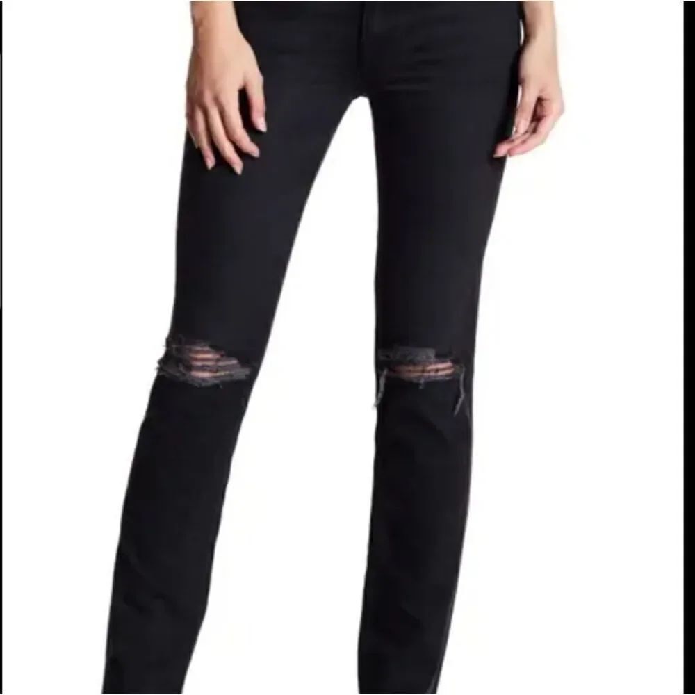 Big Star Katie straight black distressed jeans sz 14